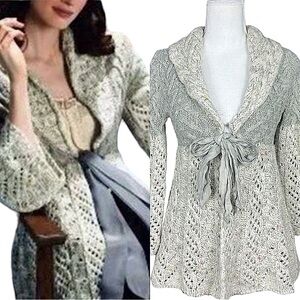 ANTHROPOLOGIE x GUINEVERE: Cable Knit Gray Cardigan -Size Small